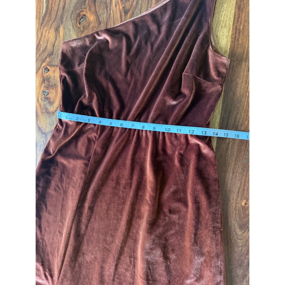 Baltic Born One Shoulder Velvet Maxi Dress Mahogany Brown Formal Gown Large - Picture 5 of 12